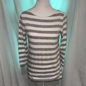 gray & white striped GAP essential boatneck top size small